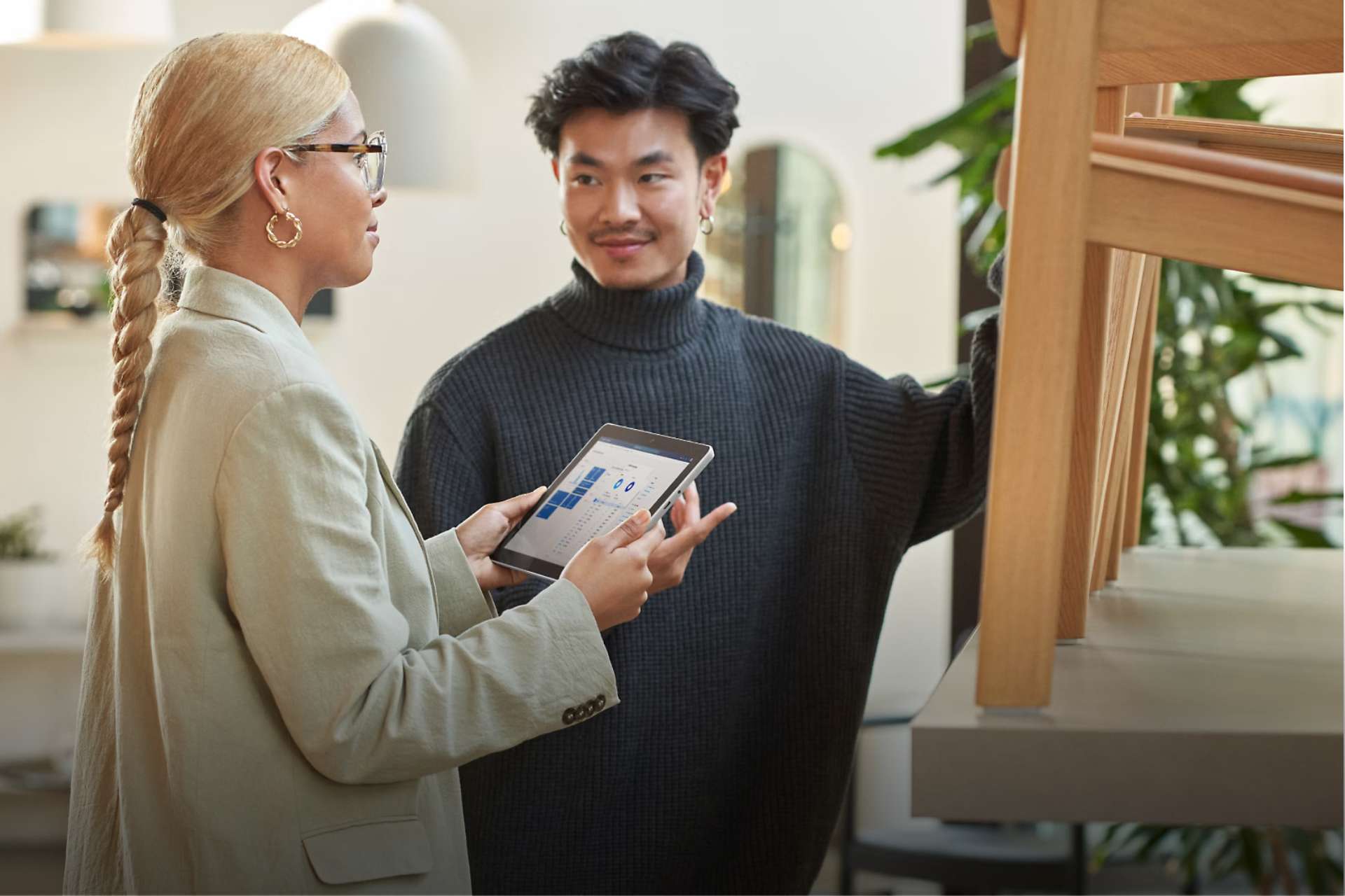 users working on google workspace on tablet