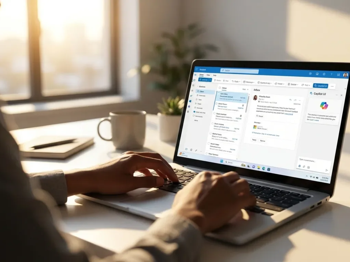 Person using laptop in bright room to get Microsoft 365 support Mississauga